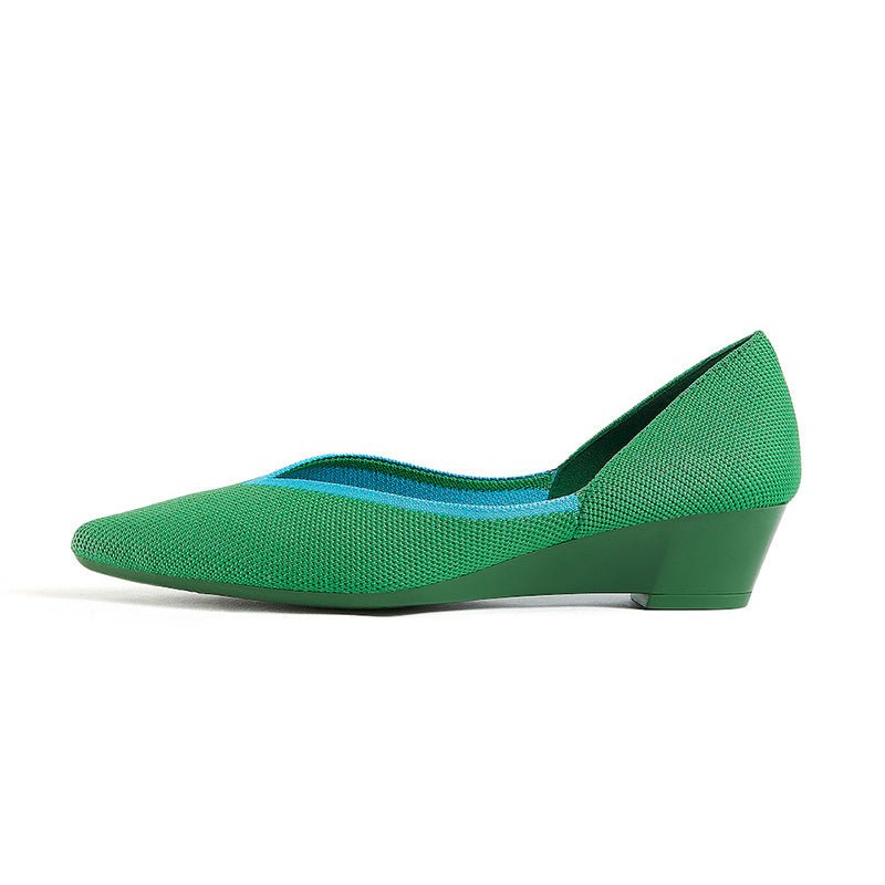 Minimalist Heart Heel Pointed Toe Knit Flats – Low Wedge Princess Shoes-6