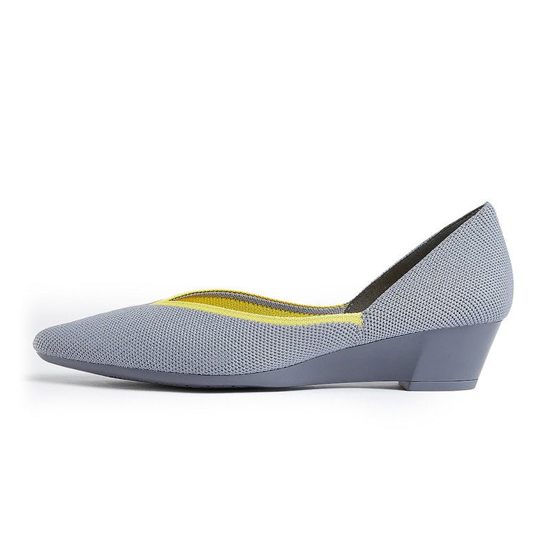 Minimalist Heart Heel Pointed Toe Knit Flats – Low Wedge Princess Shoes-7