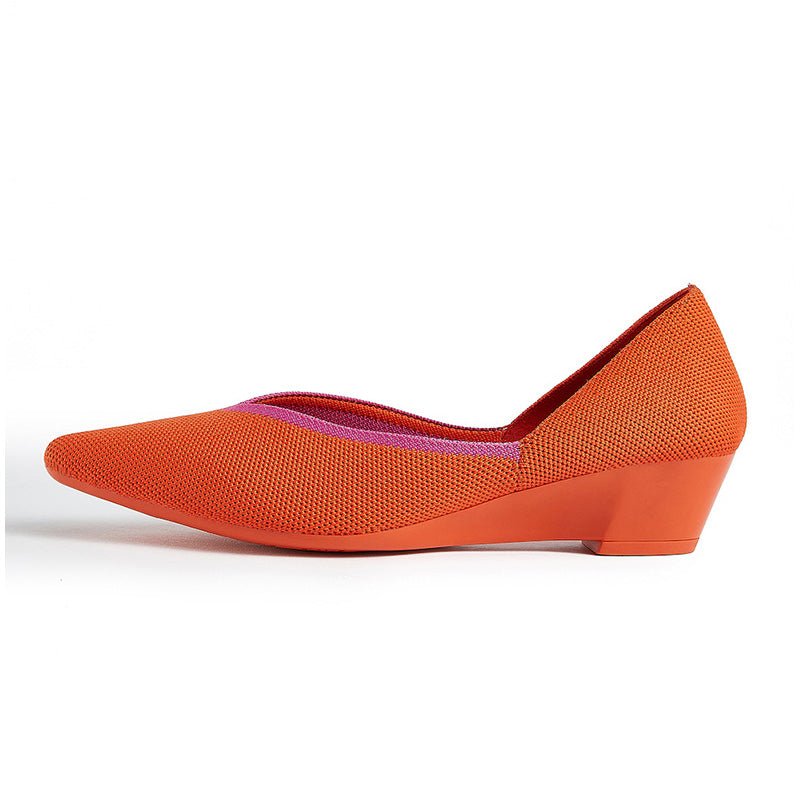 Minimalist Heart Heel Pointed Toe Knit Flats – Low Wedge Princess Shoes-9