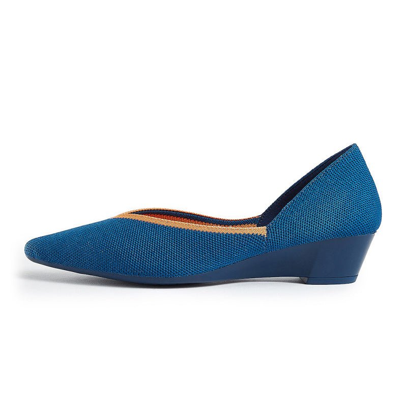 Minimalist Heart Heel Pointed Toe Knit Flats – Low Wedge Princess Shoes-10