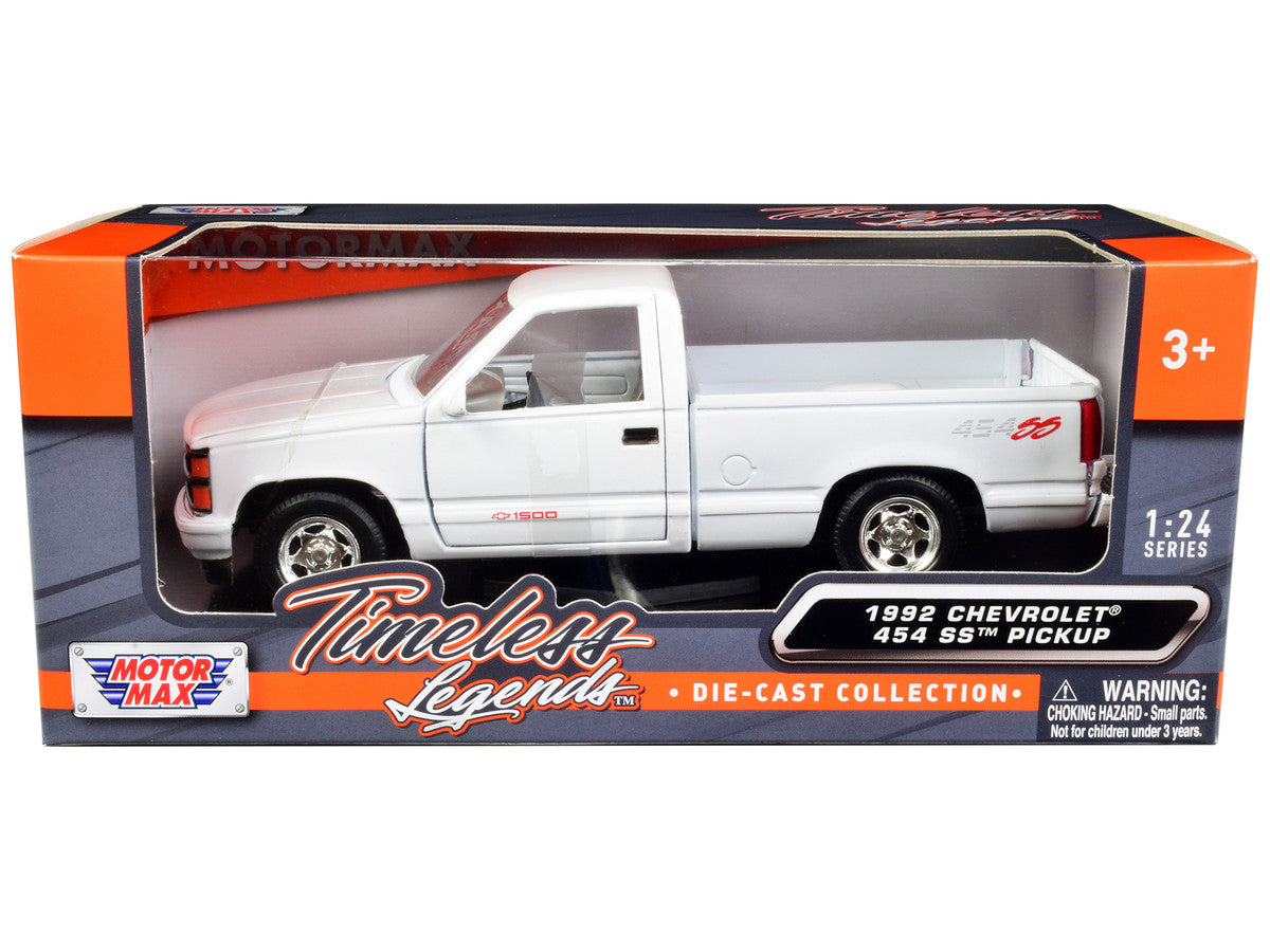 1992 Chevrolet 454 SS Pickup Truck White 1/24 Diecast Model Car by Motormax-1