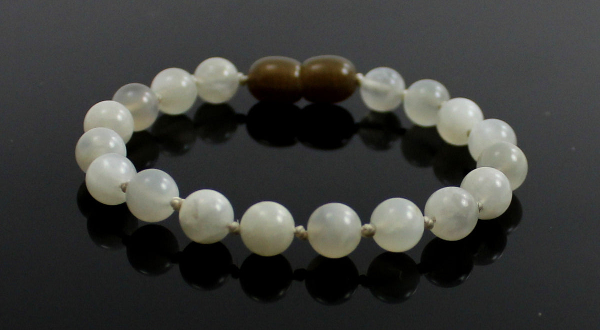 Moonstone Gemstone Knotted White Anklet Bracelet-4