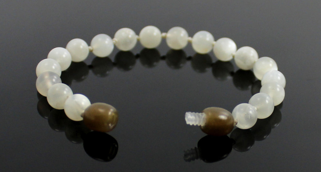 Moonstone Gemstone Knotted White Anklet Bracelet-3