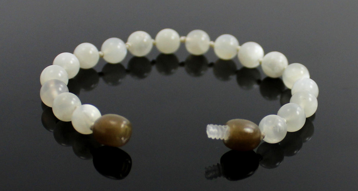 Moonstone Gemstone Knotted White Anklet Bracelet-3