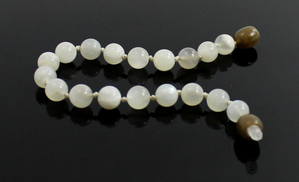 Moonstone Gemstone Knotted White Anklet Bracelet-2