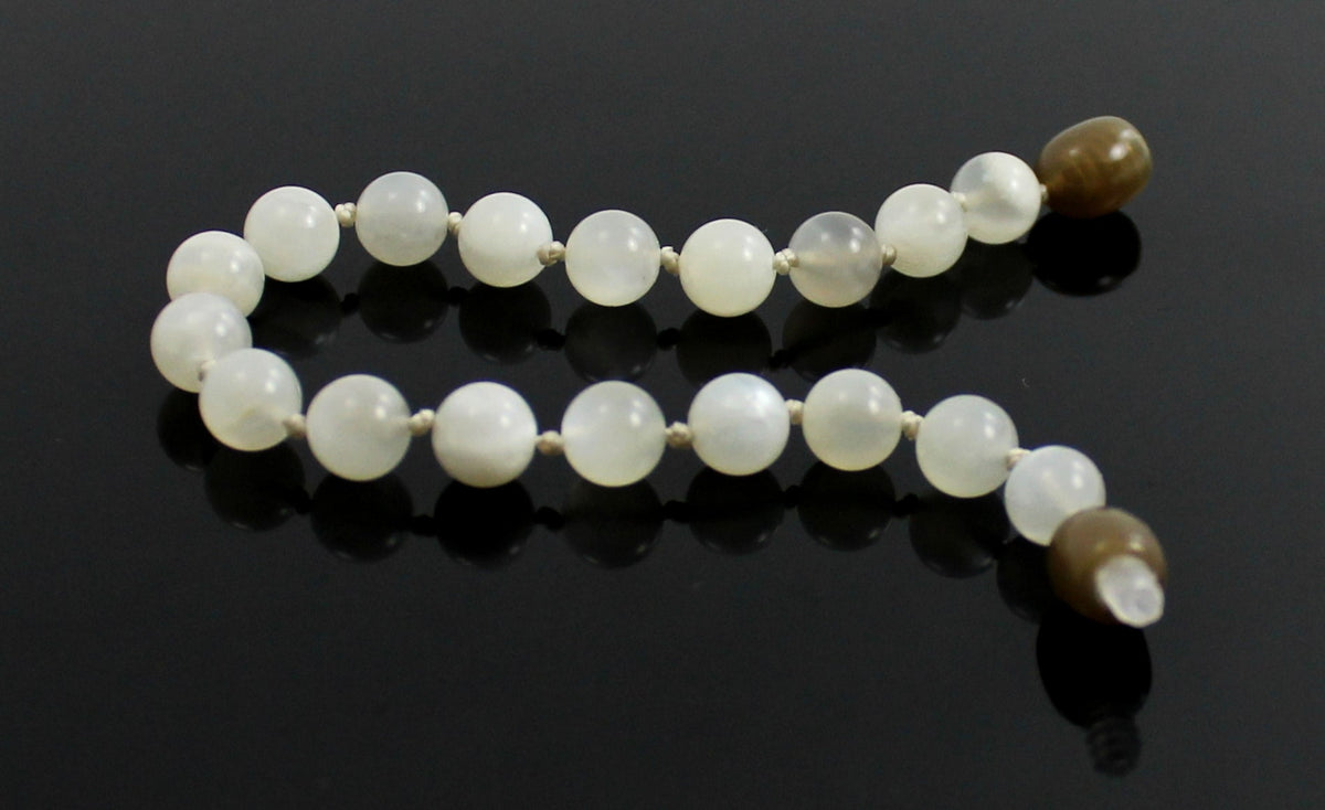 Moonstone Gemstone Knotted White Anklet Bracelet-2