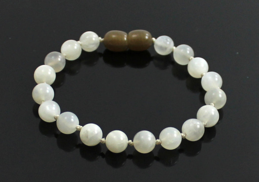 Moonstone Gemstone Knotted White Anklet Bracelet-0