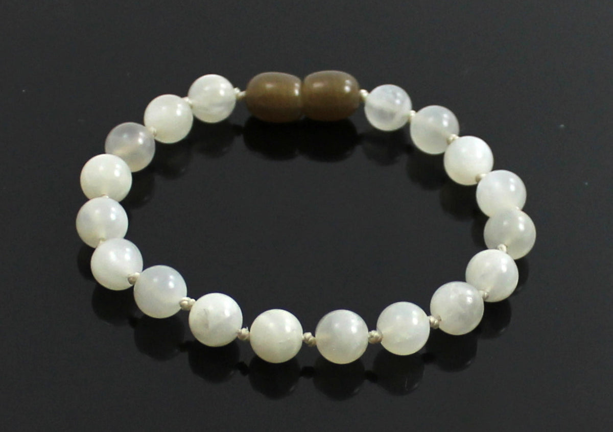 Moonstone Gemstone Knotted White Anklet Bracelet-0