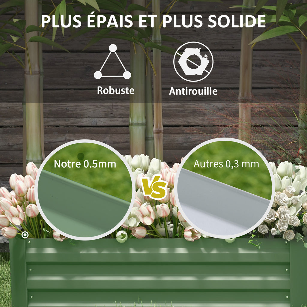 Lot de 2 carré potager de jardin dim. 100L x 50l x 30H cm - tôle d'acier ondulée vert-5