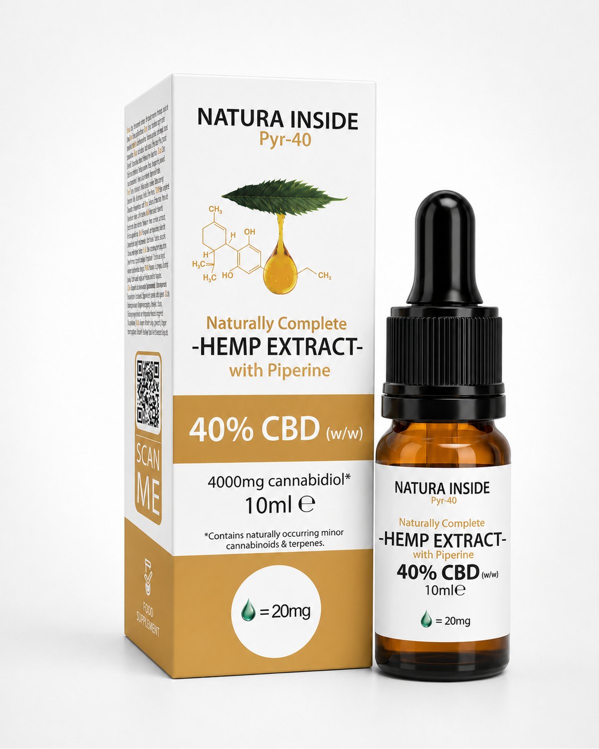 Natura Inside Full Spectrum Cannabis Oil – 40% CBD with Piperine, Pyr Series, 10ml-0