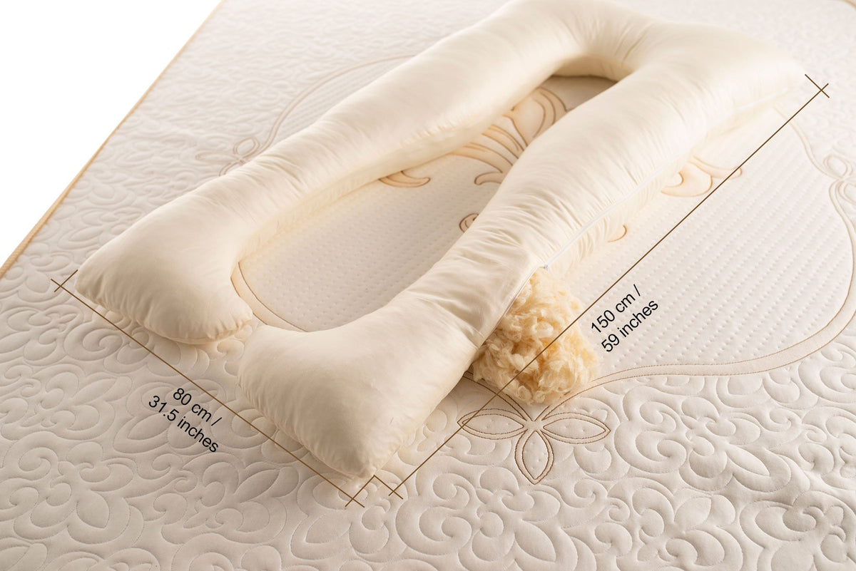 The Woolland Natural wool U-shaped pregnancy pillow-1