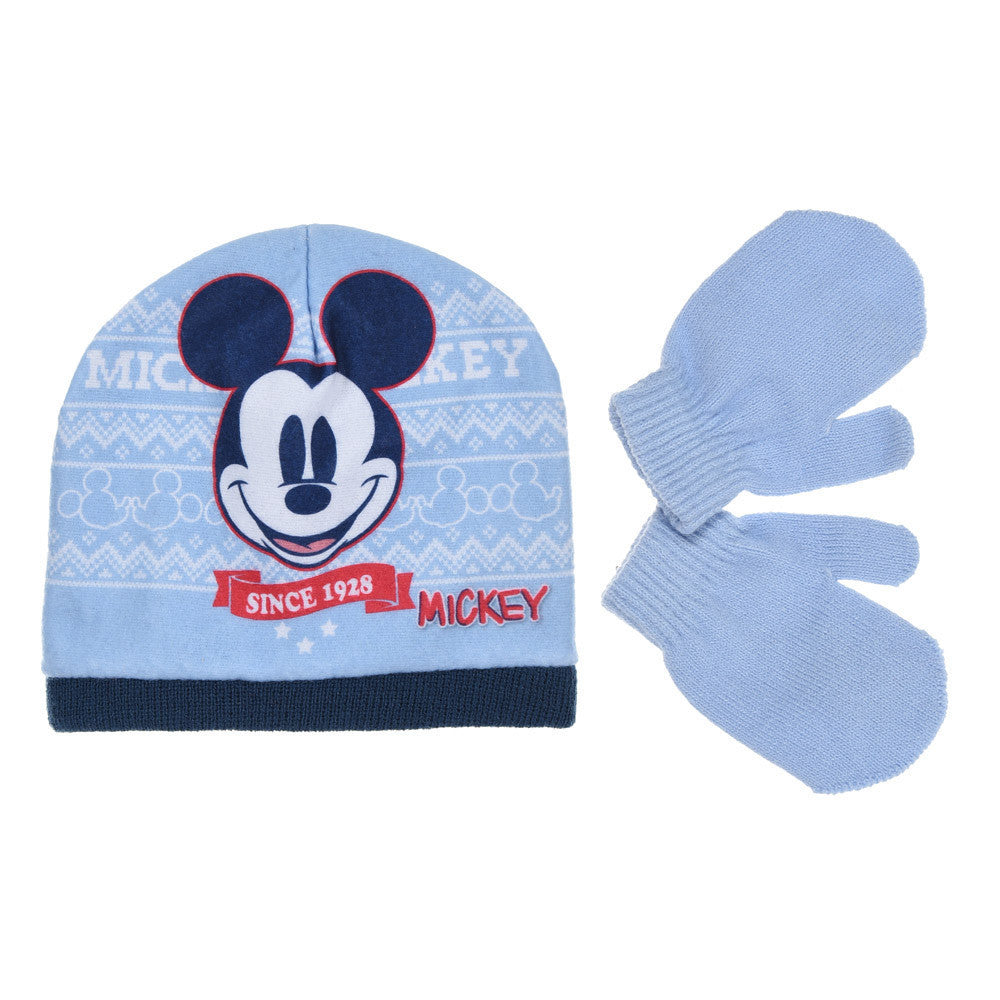 Mickey világoskék sapka-kesztyű szett