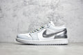 Air Jordan 1 Low silver vit med flerfärgade skosnören