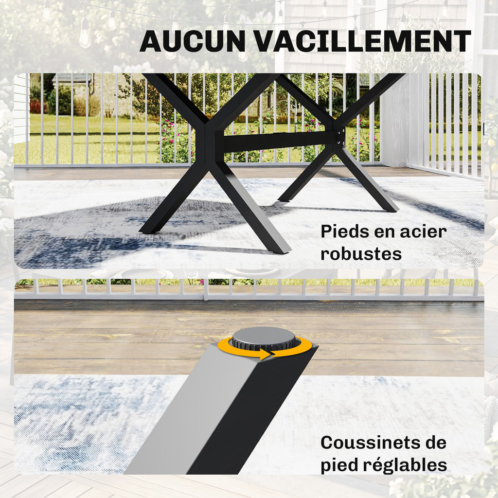Table de Jardin Extensible Aluminium Table de Repas Extérieure Effet Bois 8-10 Personnes 214x85x73cm Gris Anthracite-5