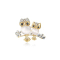 Owl Family Gold Brooch-0