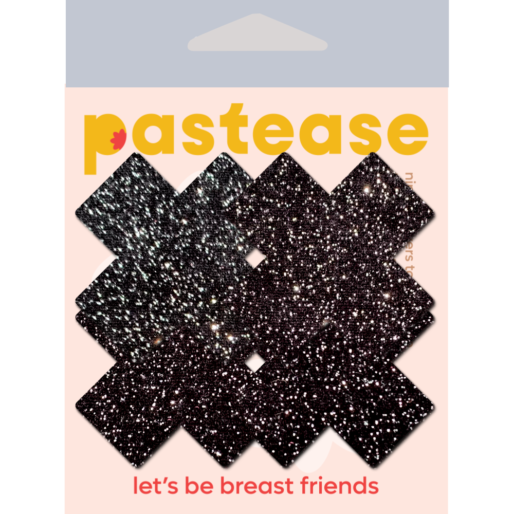 5-Pack: Petite Plus X: Two Pair of Small Sparkle Black Plus Nipple Pasties by Pastease®-1