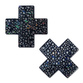 5-Pack: Plus X: Crystal Black Cross Nipple Pasties by Pastease® o/s-0
