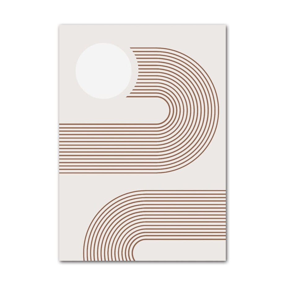 Poster Boho Abtrakt Bogen Linien Beige Braun  | Bilder Wohnzimmer | Wandbilder Schlafzimmer | Deko Print ohne Rahmen | Bilder  Kunstdruck-6