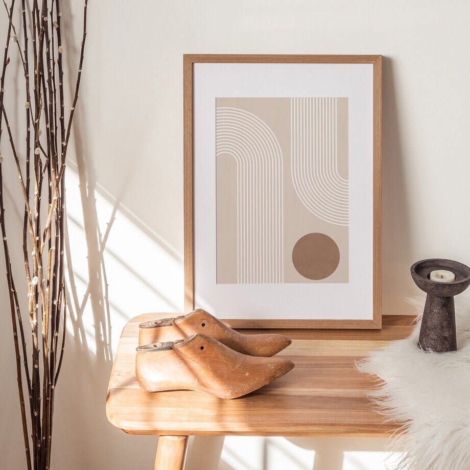 Poster Boho Abtrakt Bogen Linien Beige Braun  | Bilder Wohnzimmer | Wandbilder Schlafzimmer | Deko Print ohne Rahmen | Bilder  Kunstdruck-4