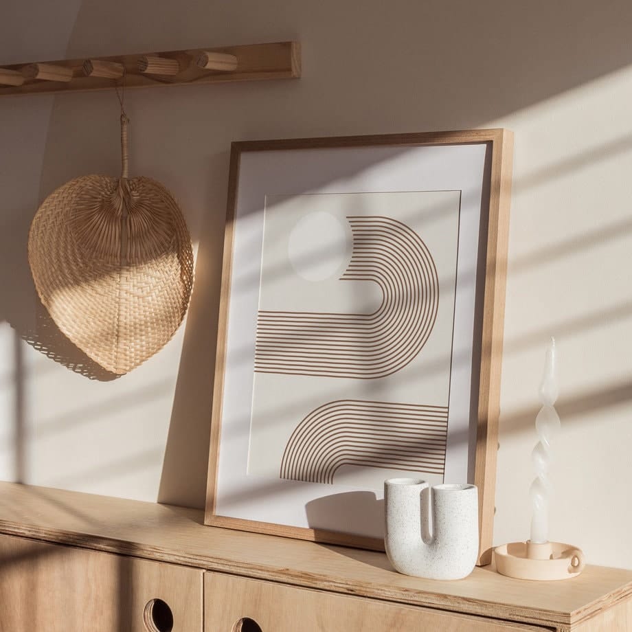 Poster Boho Abtrakt Bogen Linien Beige Braun  | Bilder Wohnzimmer | Wandbilder Schlafzimmer | Deko Print ohne Rahmen | Bilder  Kunstdruck-2
