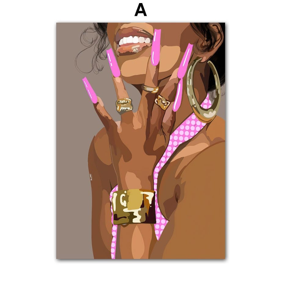 Poster Boho Nägel Frau | Schwarz Braun · Bilder Wohnzimmer | Wandbilder Schlafzimmer | Deko Print ohne Rahmen | Bilder  Kunstdruck-1