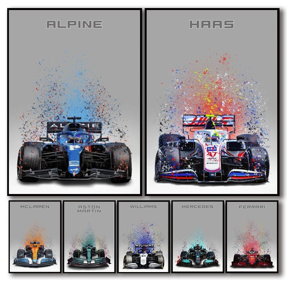 Poster Formel 1  Rennwagen Aquarell · Deko Print ohne Rahmen-0