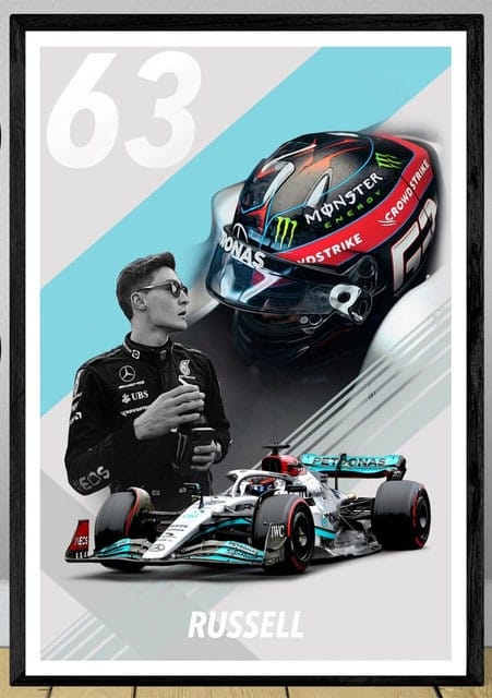 Poster Formel 1 Rennwagen Grand Prix Rennfahrer Namen Wagen Nummer ·  Deko Print ohne Rahmen-2