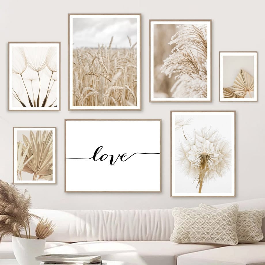 Poster Pampasgras Beige Liebe · Wandbilder Wohnzimmer & Schlafzimmer ·  Deko Print Bilder · ohne Rahmen-0