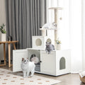 NNECW 2-in-1 Cat Tree with Litter Box Enclosure &amp;amp; Sisal Scratching Posts-White-0