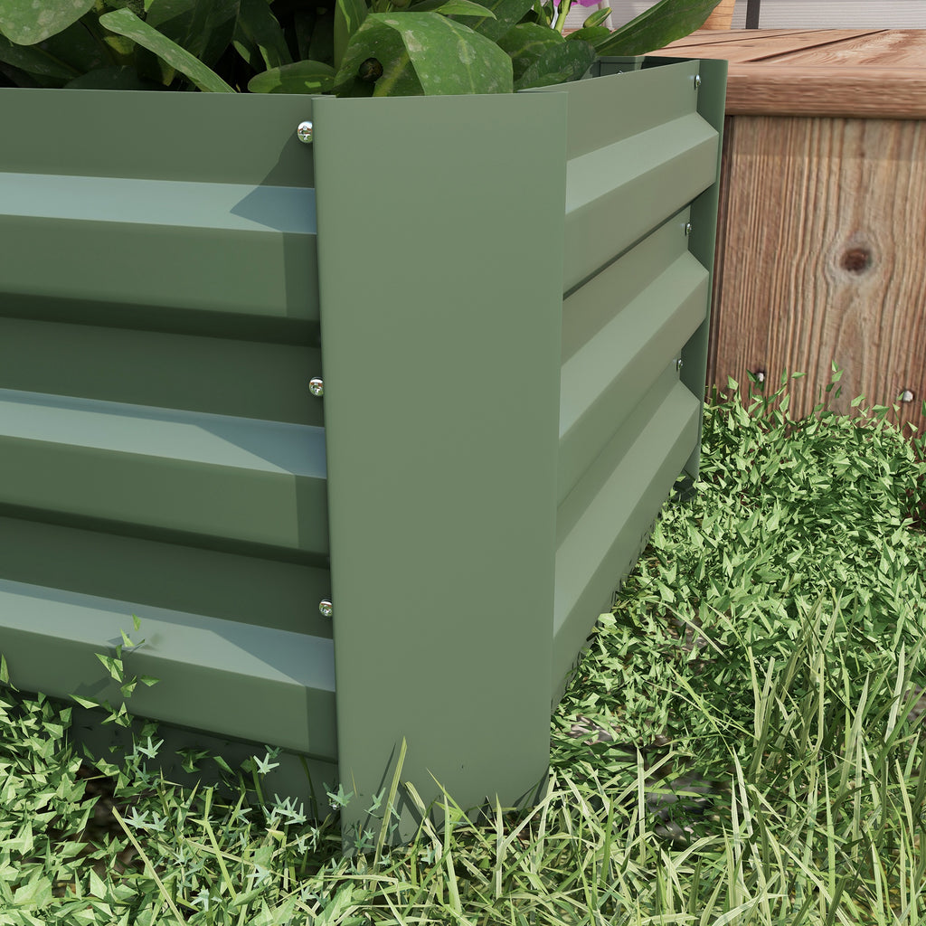 Lot de 2 carré potager de jardin dim. 100L x 50l x 30H cm - tôle d'acier ondulée vert-7