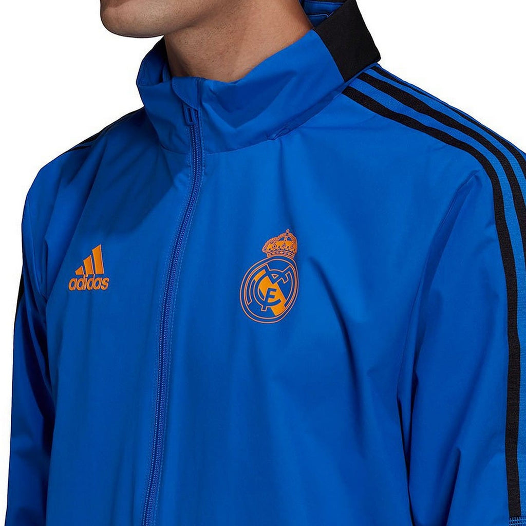 Real Madrid soccer blue training rain jacket 2022 - Adidas