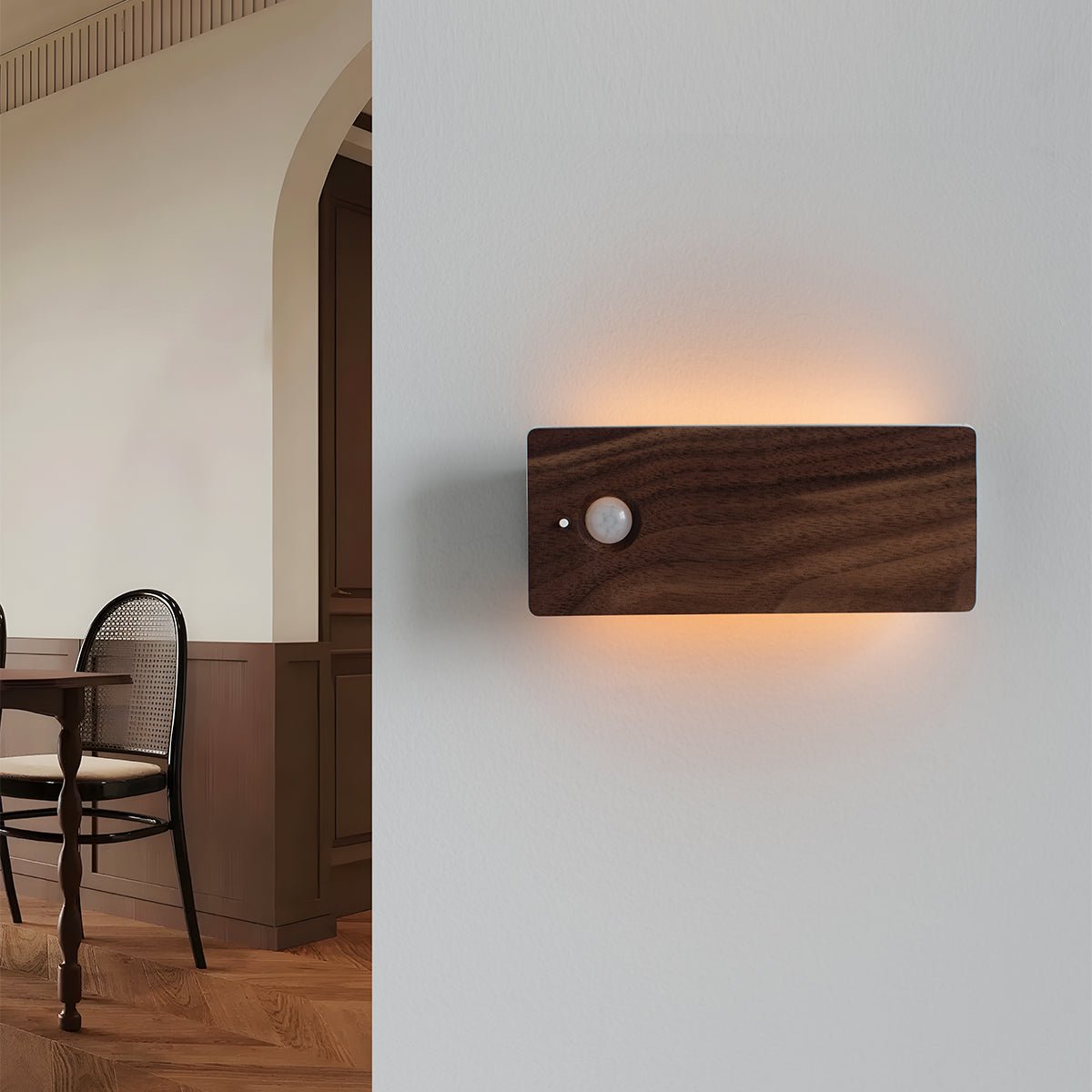 Rechargeable Motion Sensor Wooden Wall Night Light-7