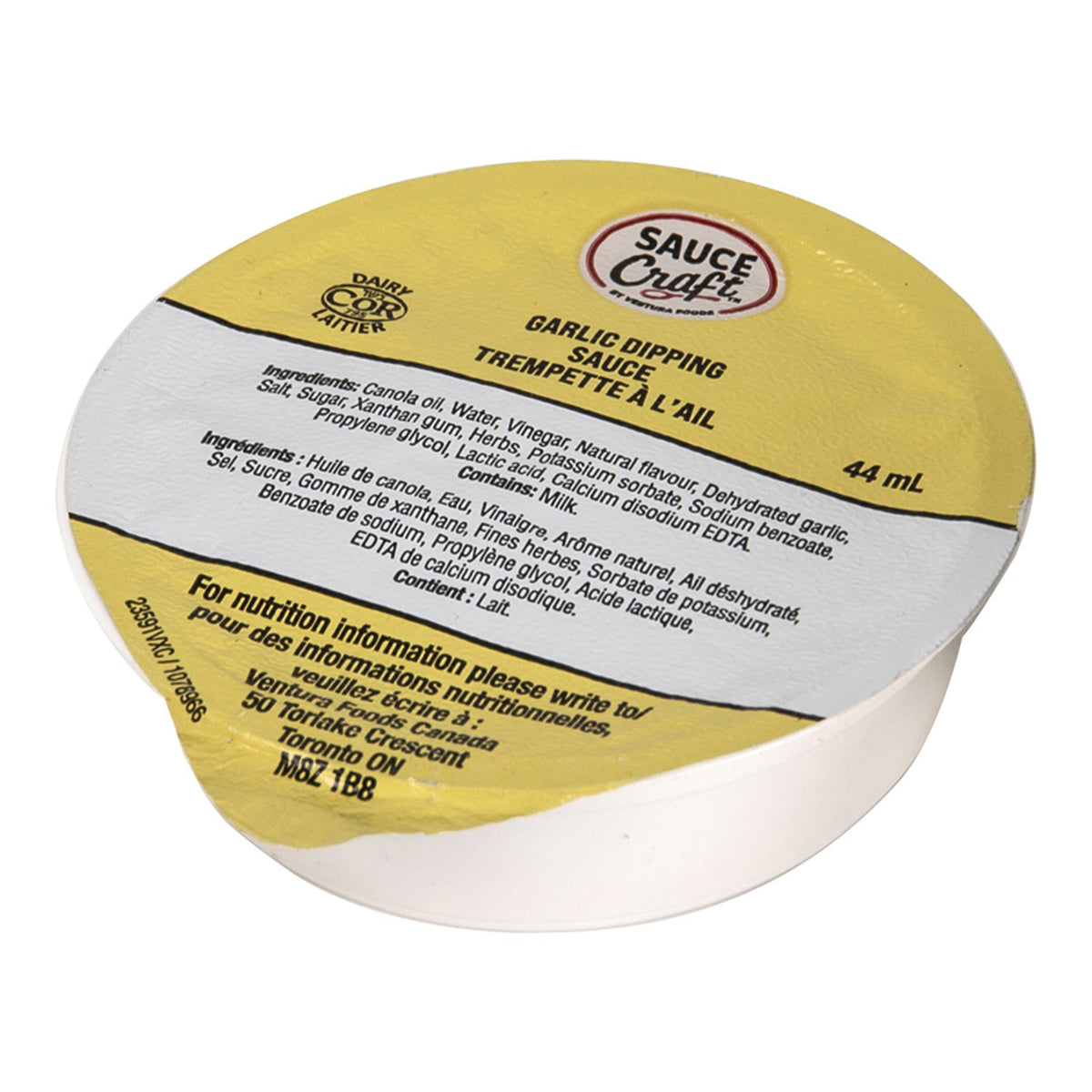 Sauce Garlic Dip Cup - 96 x 44 mL - Sauccft - Restaurant and Foodservice Ingredients - Canadian Distribution - Ships Free Within Canada on Orders Above CAD $199-0
