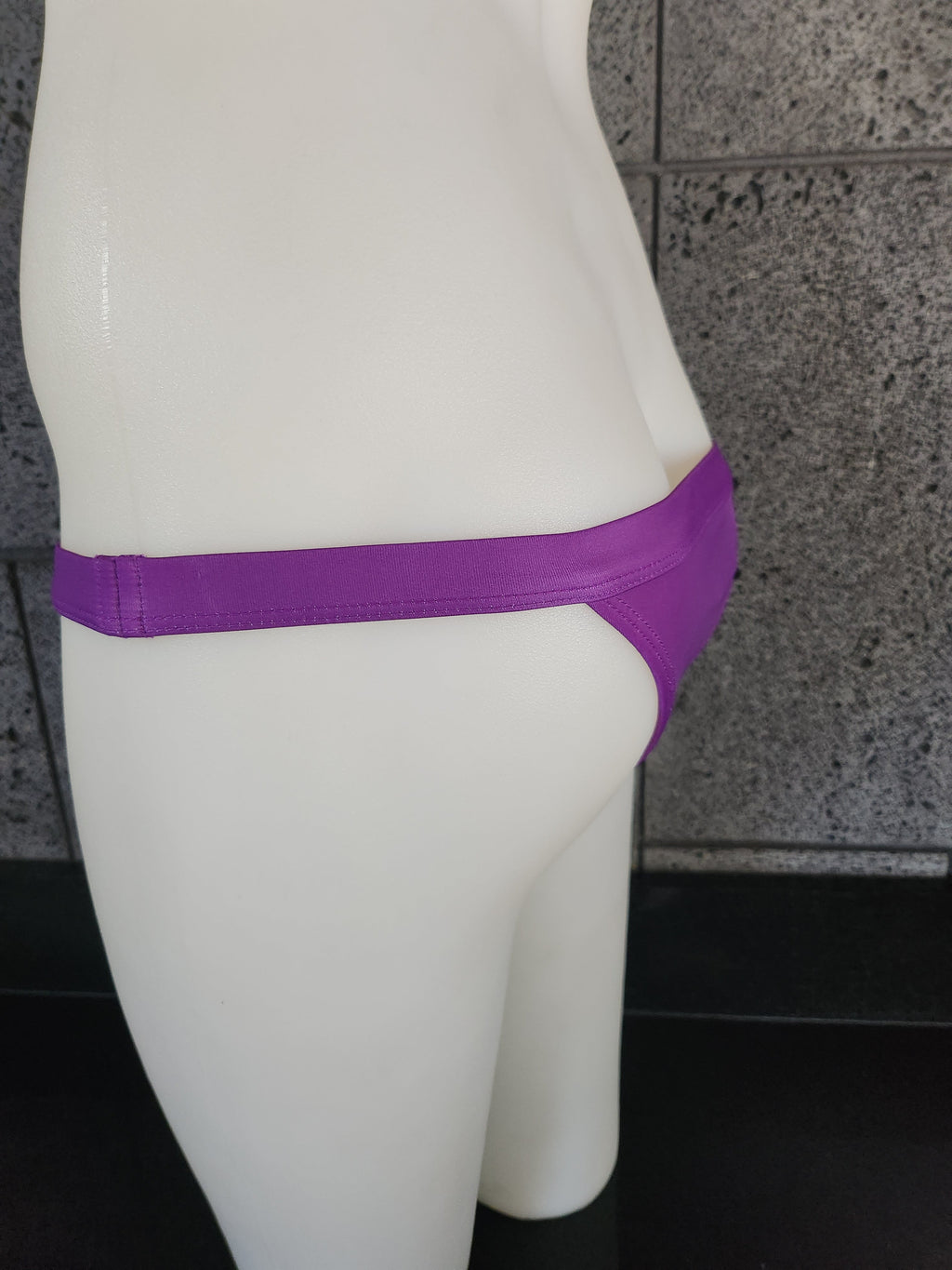 Loco Boutique Purple Ribbed High-Cut Thong Bikini Bottom