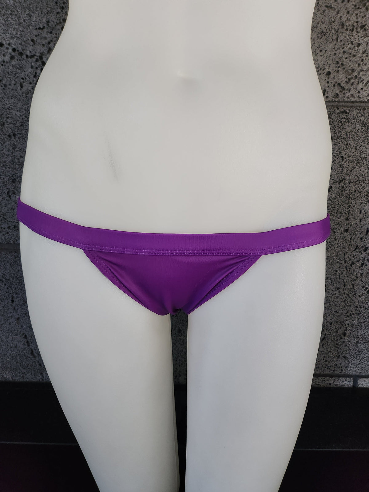 Loco Boutique Purple Ribbed High-Cut Thong Bikini Bottom