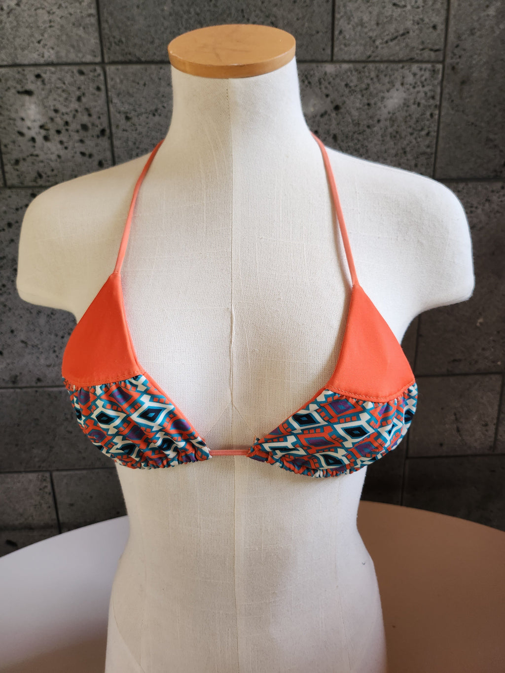 Loco Boutique Navajo Tie Back Two Tone Triangle Bikini Top