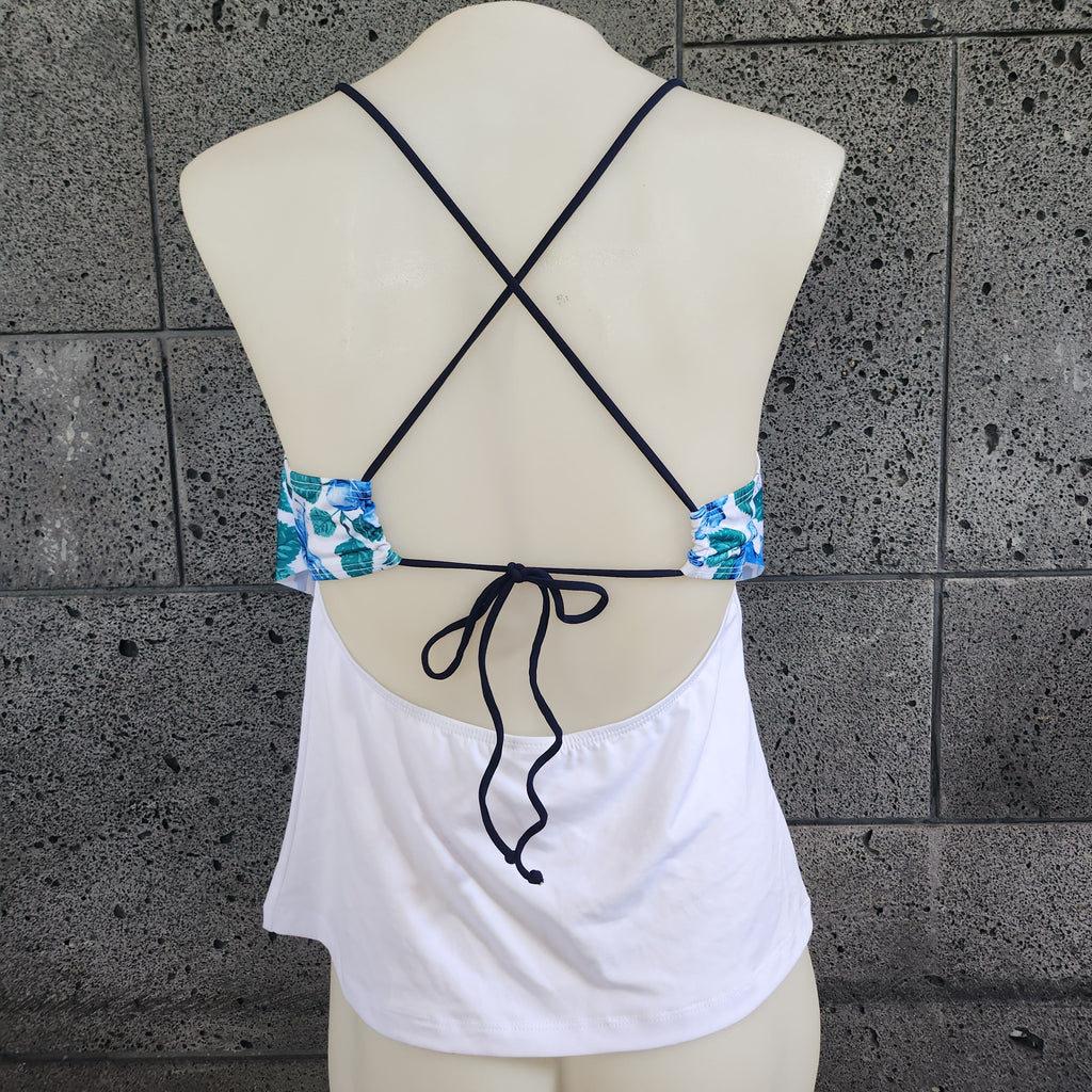 Hawaiian Blue Flounce Front Tankini