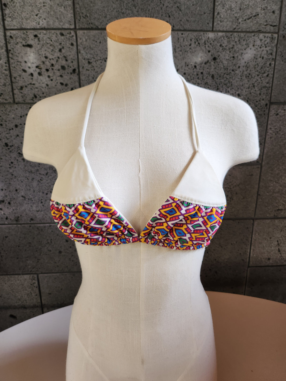 Loco Boutique Navajo Tie Back Two Tone Triangle Bikini Top