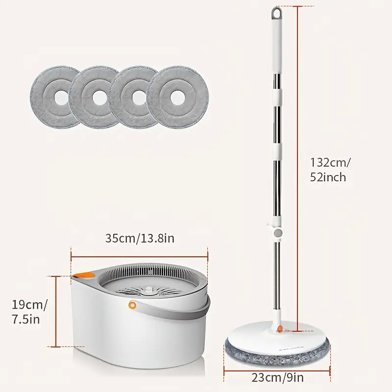 Spin Mop with Bucket & 4 Reusable Pads-3