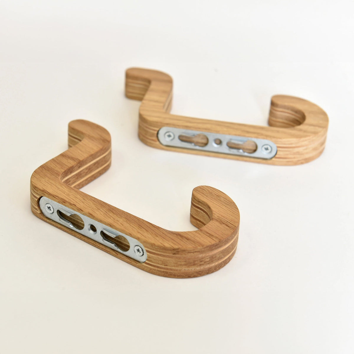Set of 2 Wooden Wall Hooks, Oak-2