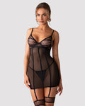 Obsessive Nuites Sheer Mesh Chemise String Set-0