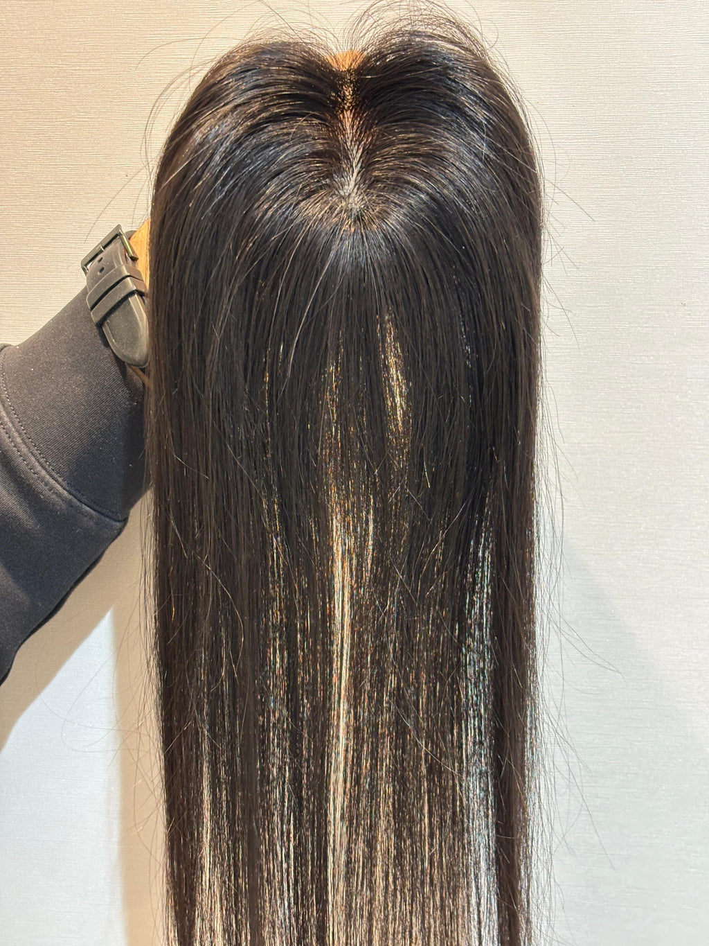 Ponytail-Friendly Hair Topper | Silk Base | Natural Black | Straight | Remy Hair India-3