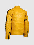 Size M Yellow Motorcycle Leather Jacket