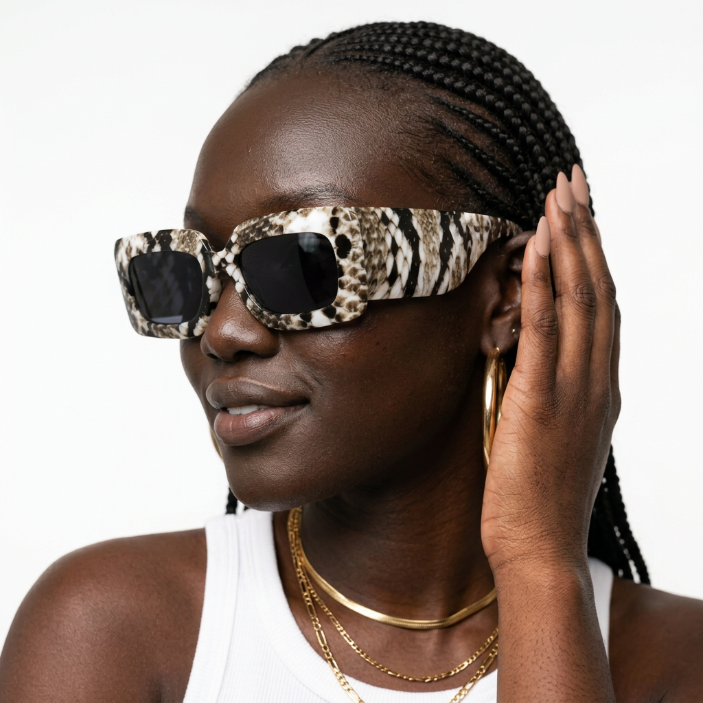Fierce Snakeskin Square Sunglasses-0