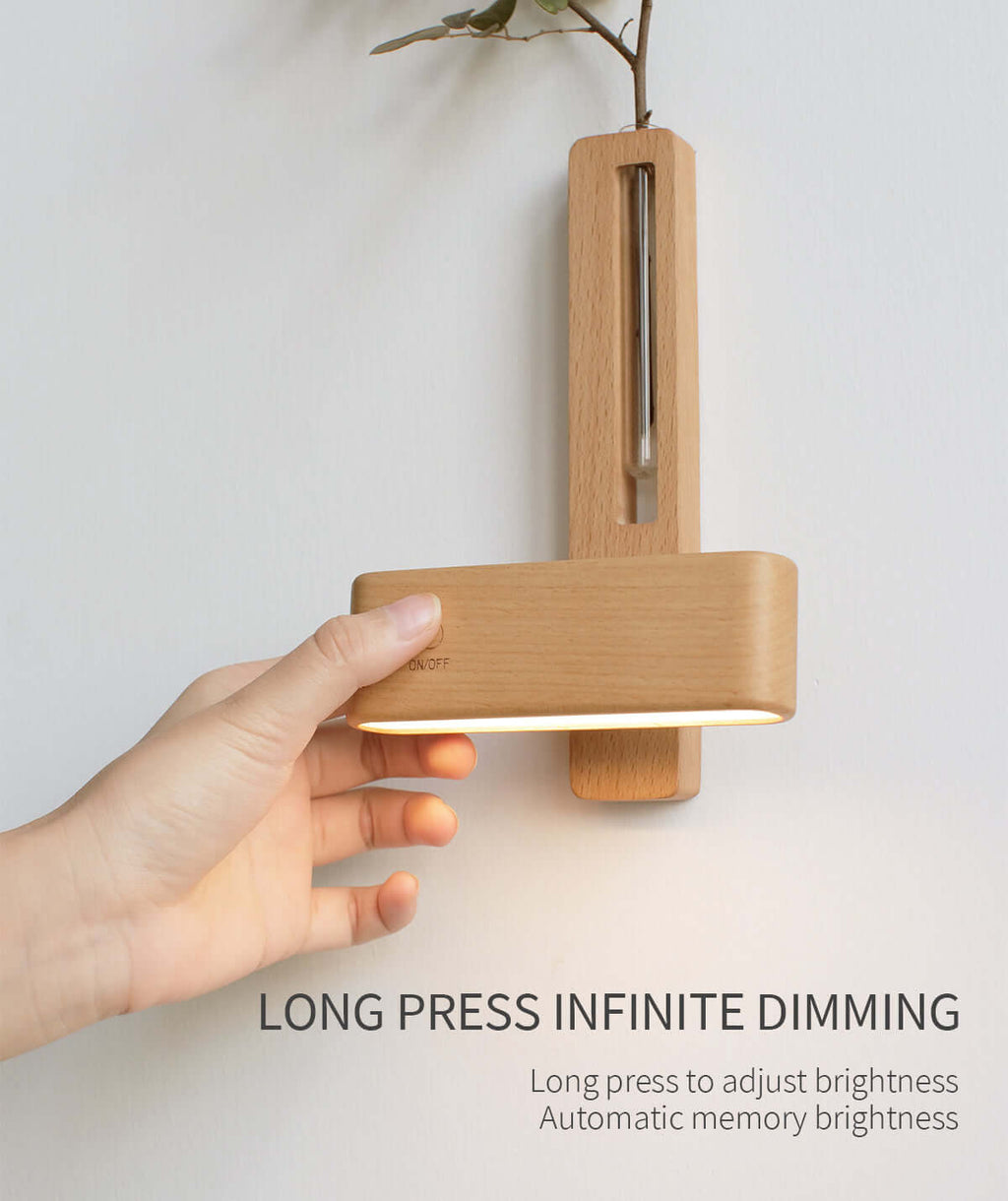 Solid Wood Magnetic Sconce Vase Touch Switch Light-1