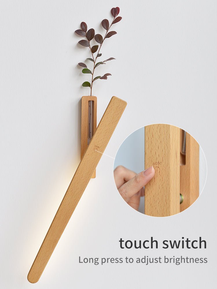 Solid Wood Wall Mount Sconce Vase Touch Switch Light-2
