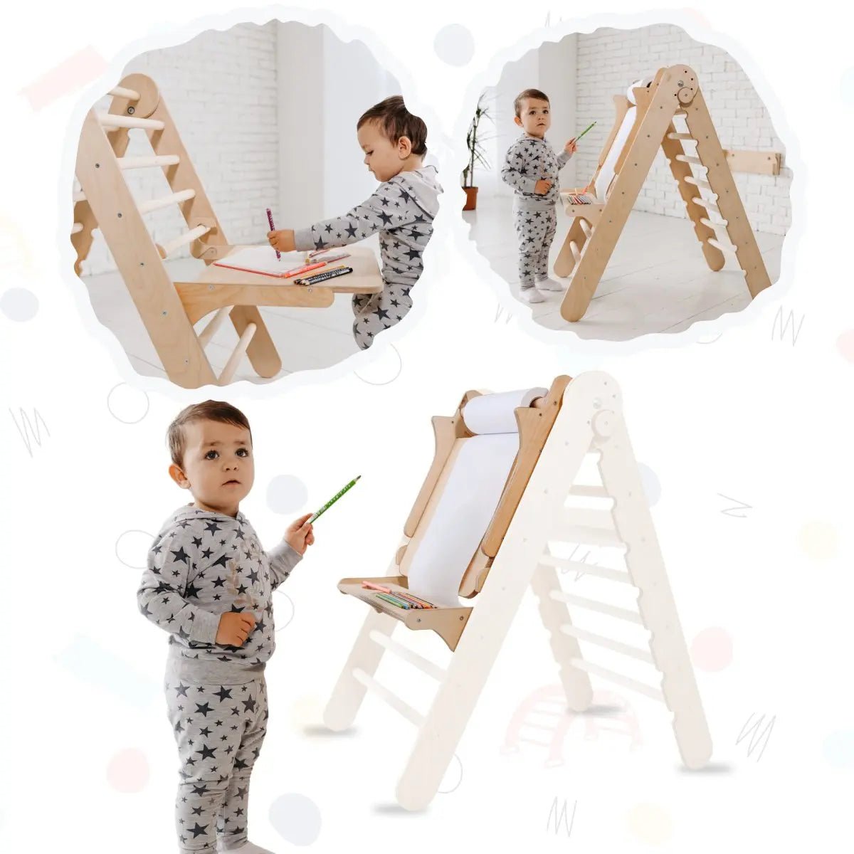 Staffelei mit Kinderstuhl – Perfekt für Indoor Klettergerüst-1