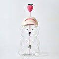 Starbucks Strawberry Bearista™ Glass Cup 591ml / 20oz – Bear-Shaped Tumbler with Strawberry Straw Topper-0