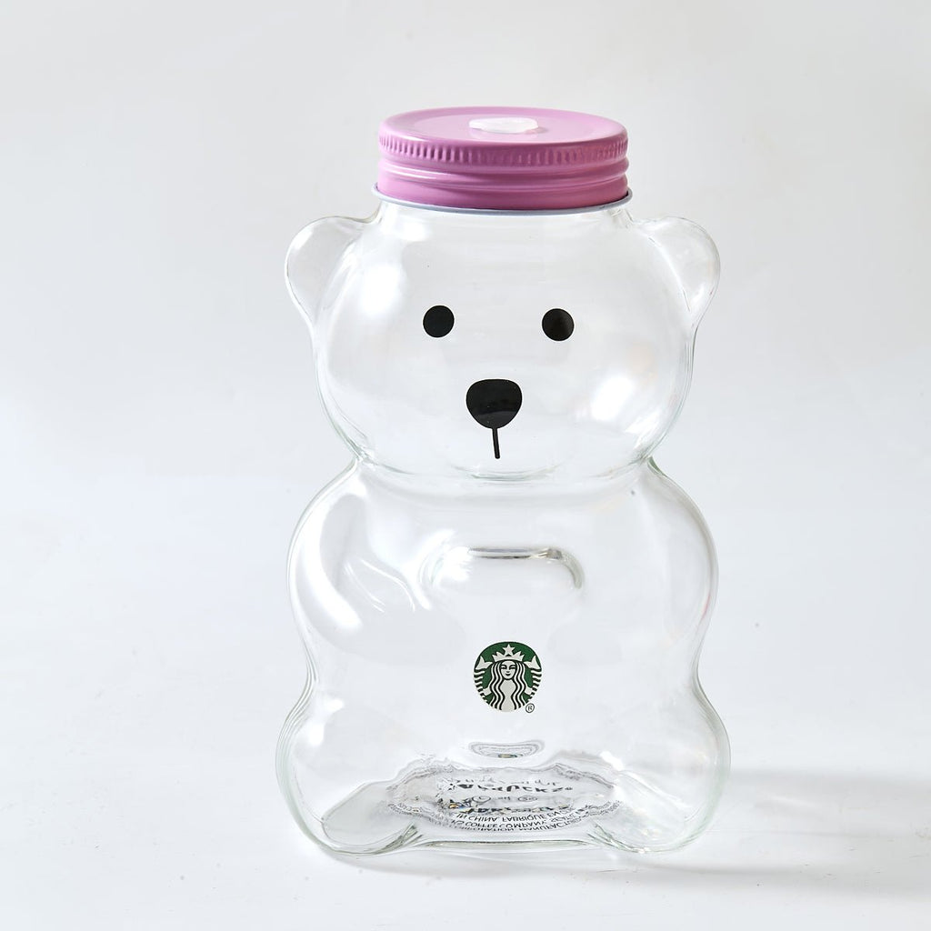 Starbucks Strawberry Bearista™ Glass Cup 591ml / 20oz – Bear-Shaped Tumbler with Strawberry Straw Topper-4