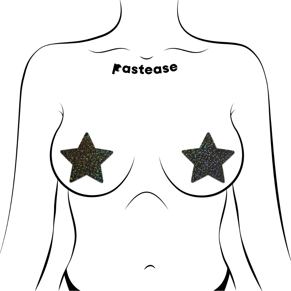 5-Pack: Star: Black Glitter Star Nipple Pasties by Pastease® o/s-2